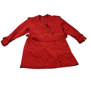 Wotex Red Trench Coat Small Womens Double Breasted Belted Spring Fall Jacket